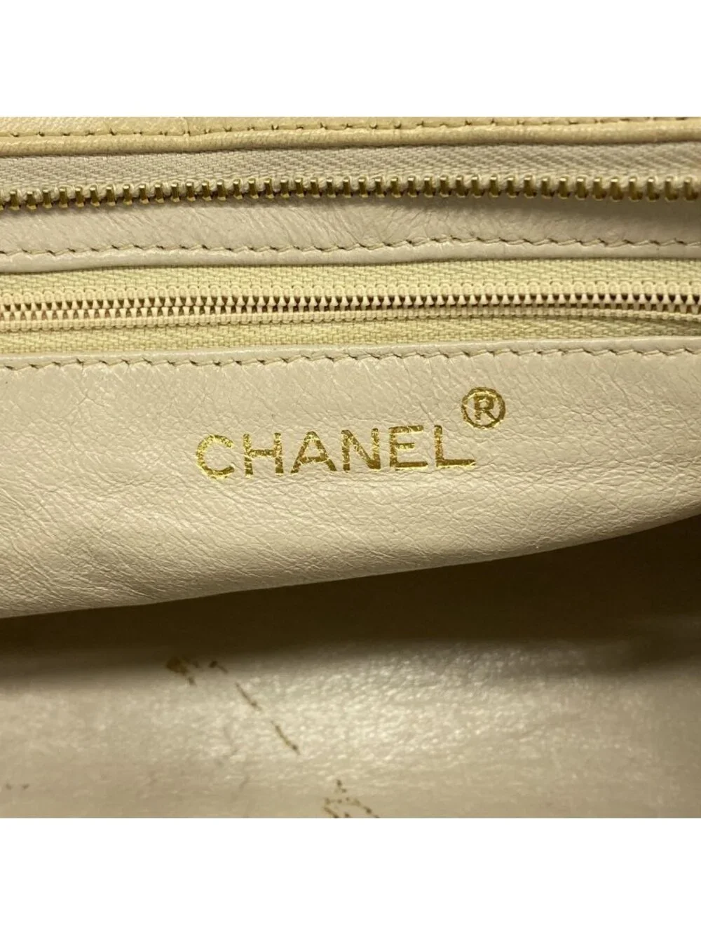 Chanel Shoulder Bag Quilted Lambskin Beige Gold